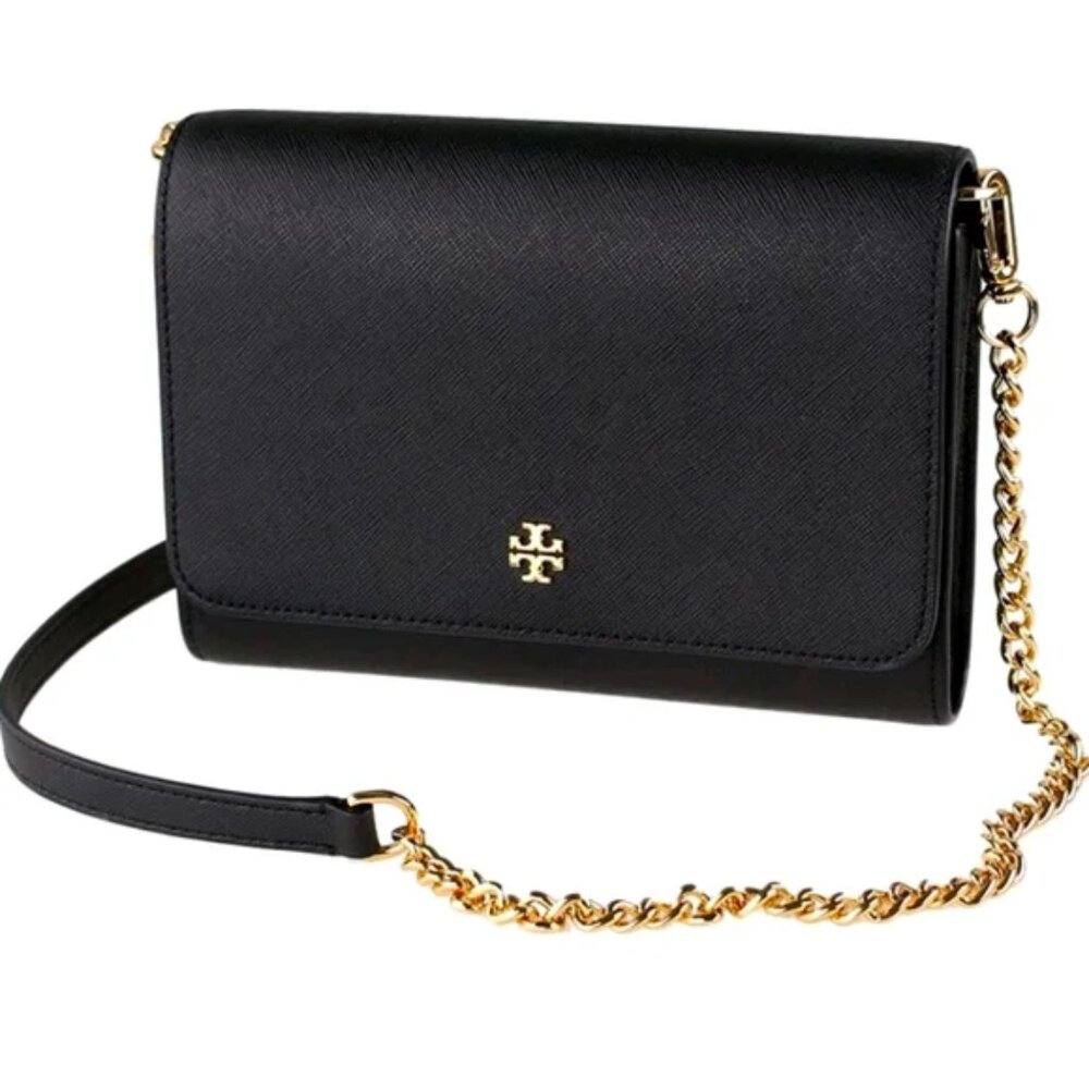 Tory Burch NEW! Emerson Crossbody Chain Wallet  - Black w/Tags